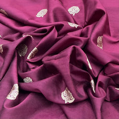 Wine Floral Butti Raw Silk Brocade