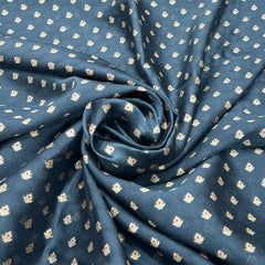 Blueish Grey Floral Meenakari Butti Silk Brocade