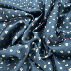 Blueish Grey Floral Meenakari Butti Silk Brocade