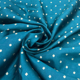 Teal Blue Floral Butti Silk Brocade
