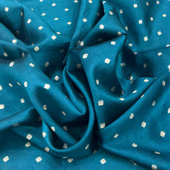 Teal Blue Floral Butti Silk Brocade