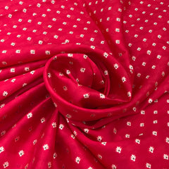 Bright Red Floral Butti Silk Brocade