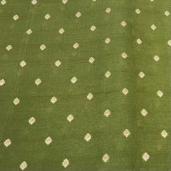 Olive Green Floral Butti Silk Brocade