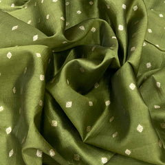 Olive Green Floral Butti Silk Brocade