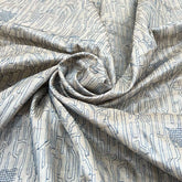 Beige Blue Tussar Silk Thread Geometric Embroidery