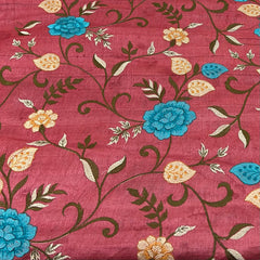 Carrot Pink Tussar Silk Jal Thread Embroidery