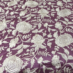 Dark Onion Pink Tussar Silk Thread Embroidery