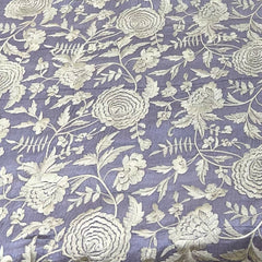 Light Lavender Tussar Silk Thread Embroidery