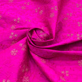 Bright Pink Pure Raw Silk Embroidery