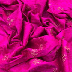 Bright Pink Pure Raw Silk Embroidery