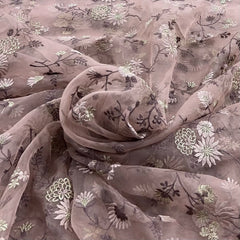 Pastel Onion Pink Pure Organza Zari Embroidery