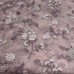 Pastel Onion Pink Pure Organza Zari Embroidery