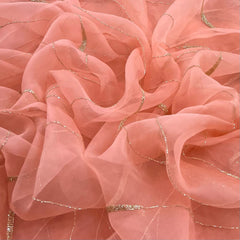 Peach Pure Organza Cutdana Embroidery