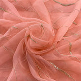 Peach Pure Organza Cutdana Embroidery