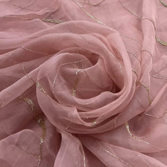 Pastel Pink Pure Organza Cutdana Embroidery