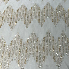 Natural Beige Tissue Cutdana Embroidery