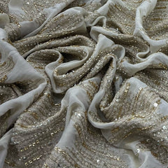 Natural Beige Tissue Cutdana Embroidery