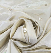 Natural Beige Tissue Sequins Embroidery