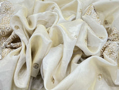 Natural Beige Tissue Sequins Embroidery