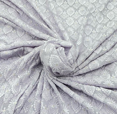 Light Lavender Georgette Sequins Thread Embroidery