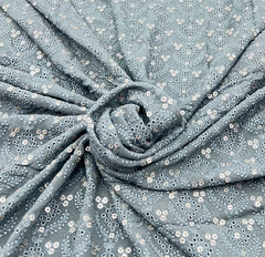 Dark Cement Grey Georgette Sequins Thread Embroidery