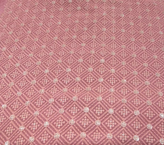 Pastel Peach Georgette Sequins Thread Embroidery