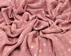 Pastel Peach Georgette Sequins Thread Embroidery