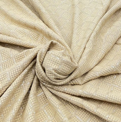 Light Yellow Georgette Sequins Thread Embroidery