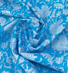 White Dark Blue Floral Print