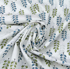 White Green Floral Print