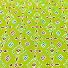 Green With Multicolour Geometric Print