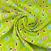 Green With Multicolour Geometric Print