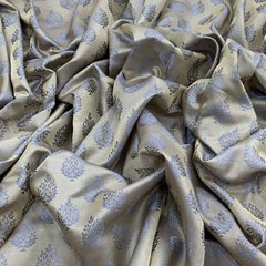Beige Grey Silk Brocade