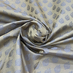 Beige Grey Silk Brocade