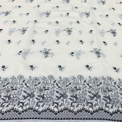 Off White N Black Geometric Embroidery