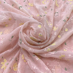 Light Peach Floral Jal Chanderi