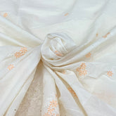 White Peach Cotton Sequins Thread Embroidery