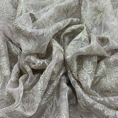 Pastel Mauve Organza Zari Embroidery
