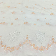 White Peach Cotton Sequins Thread Embroidery
