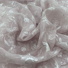 Pastel Pink Floral Jal Organza Embroidery