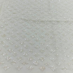 White Sequence Symmetric Organza Embroidery