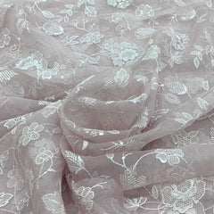 Pastel Pink Floral Jal Organza Embroidery