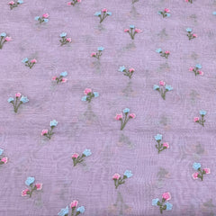 Light Lavender Mul Chanderi Thread Embroidery