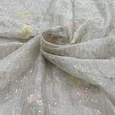 Pastel Pink Floral Geometric Organza Embroidery