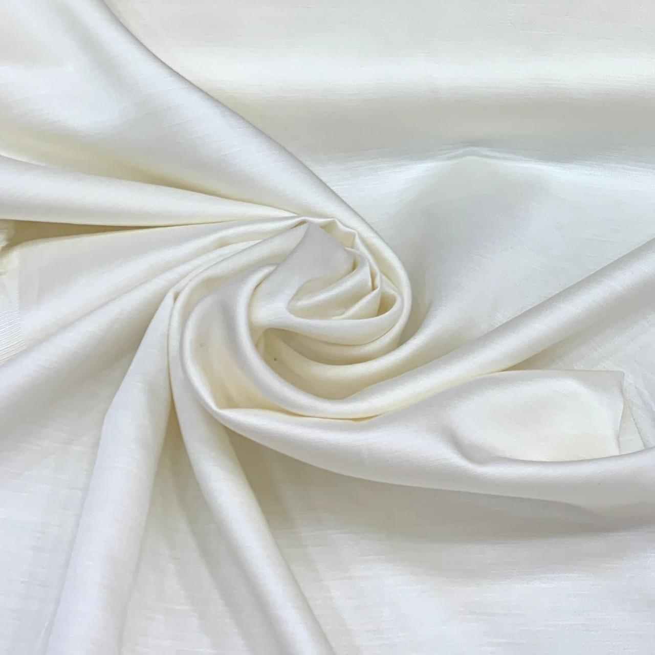 Off White Plain Satin Linen Fabric