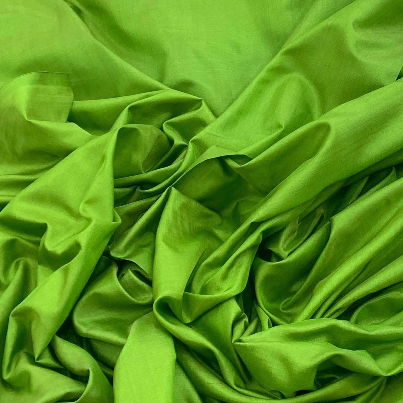 Parrot Green Plain Pure Silk Fabric