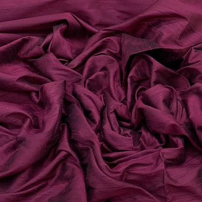 Dark Wine Plain Raw Silk Fabric