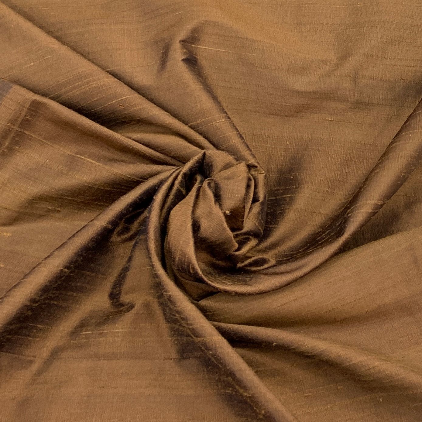 Bronze Brown Plain Raw Silk Fabric