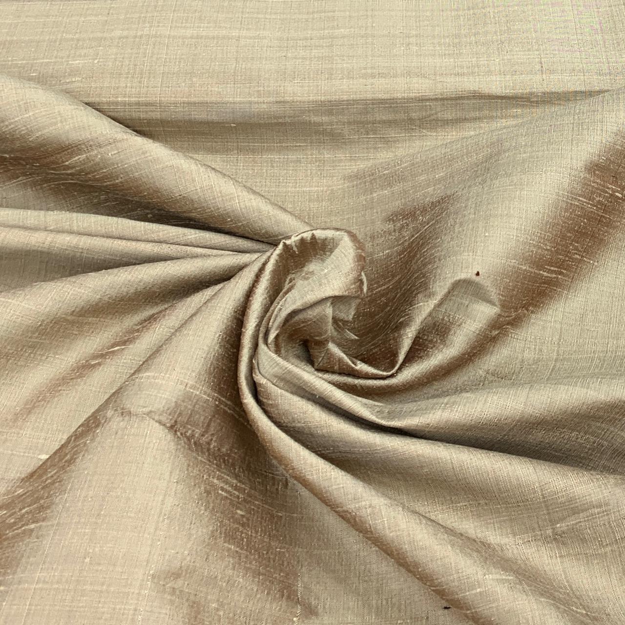 Dull Gold Plain Raw Silk Fabric