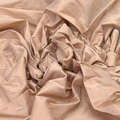 Light Pastle Peach Plain Raw Silk Fabric
